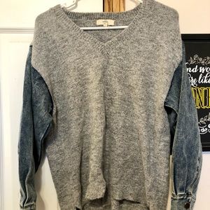Denim Sleeve Sweater